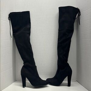 Steve Madden Gorgeous Over The Knee  OTK Heeled Faux Suede Boots Black Size 7